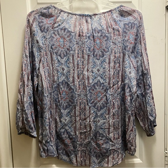Fred David Womens M Multicolor‎ Paisley Blouse Pleated Shirt Boho - Picture 4 of 4